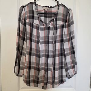LOFT Women's Checkered Blouse Size Medium